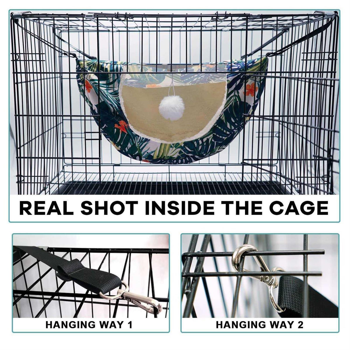 Cat Cage Hammock Double Layer Plush Hanging Pet Bed P25527