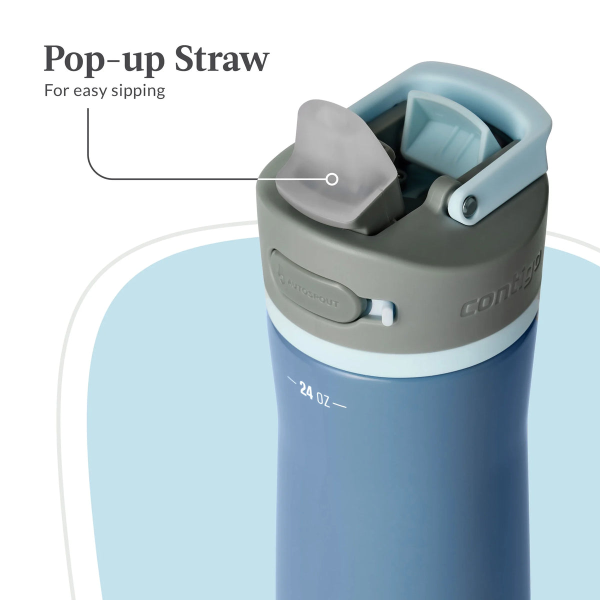24 oz Stainless Steel Water Bottle with Straw Lid S19600