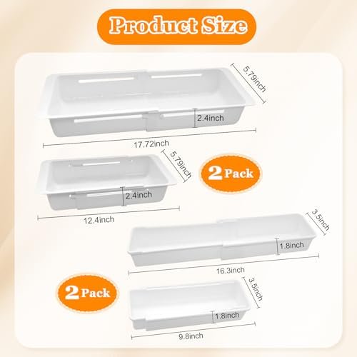 2 Pack White Hanging Drawer Organizer with Non-Hanging Sliding Storage Trays H535