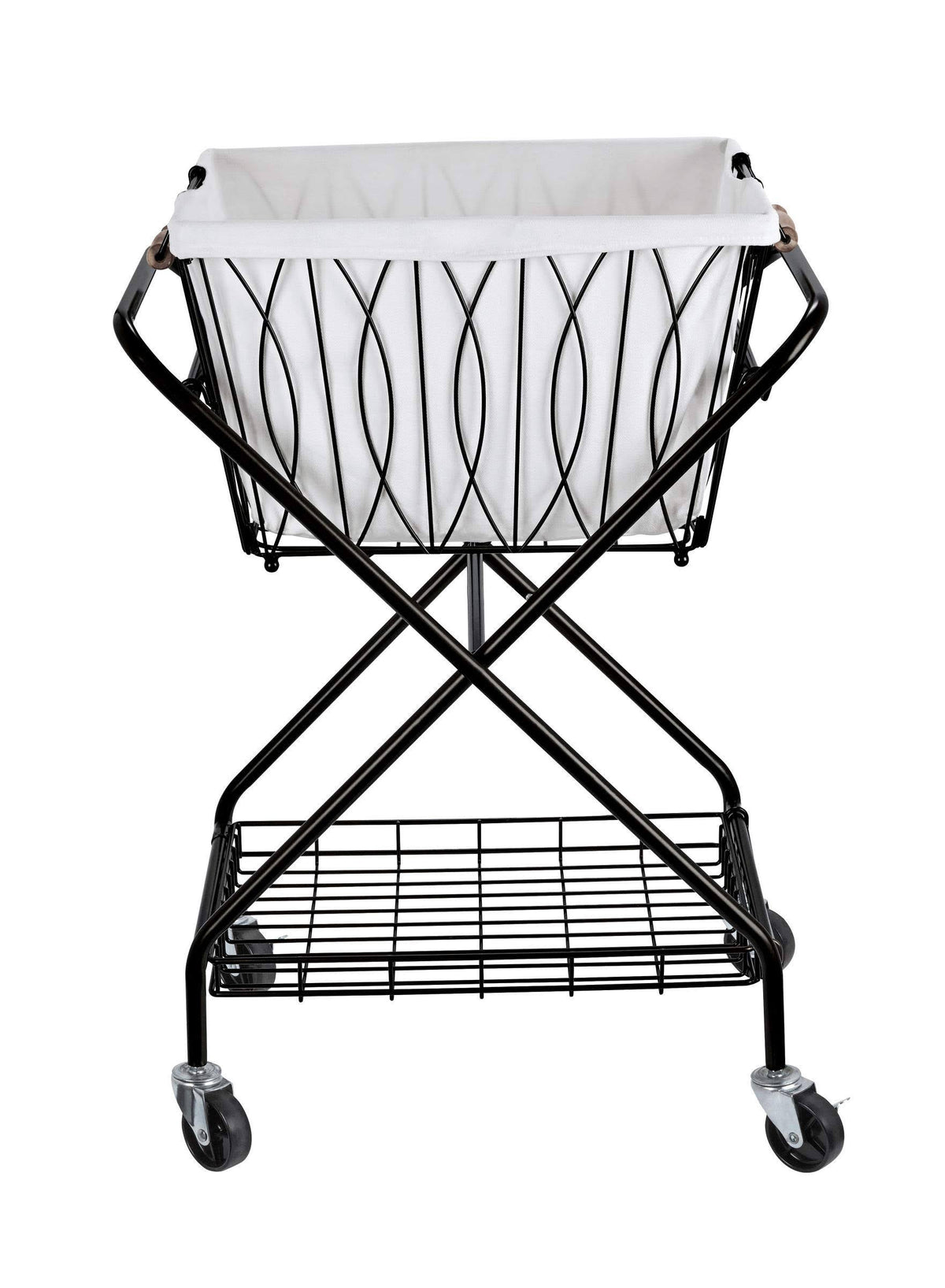 Black Collapsible Laundry Cart with Basket H15456