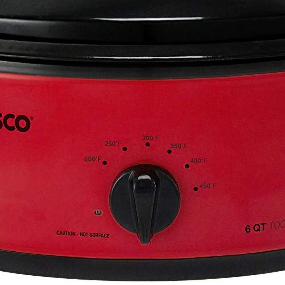 Red 6-Quart Roaster Oven with Black Lid U189