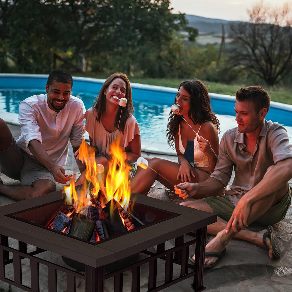 34 Square Metal Fire Pit Table L9175