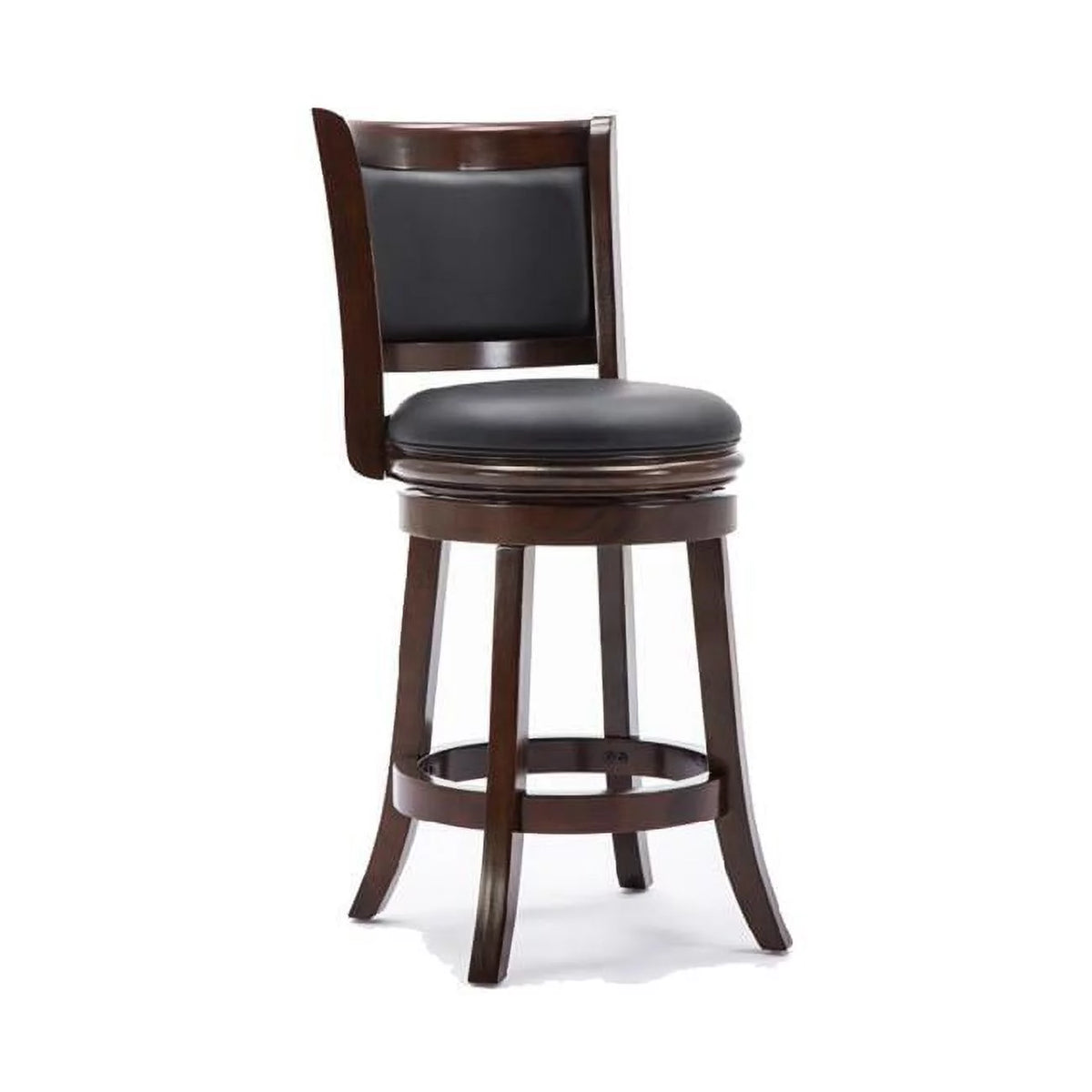 Round Wooden Swivel Counter Stool with Padded Seat & Back V813