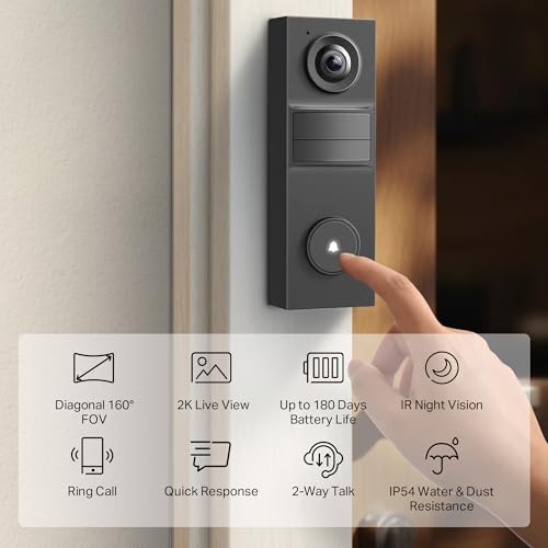 2K 5MP Wired Smart Video Doorbell Camera with Color Night Vision B1408