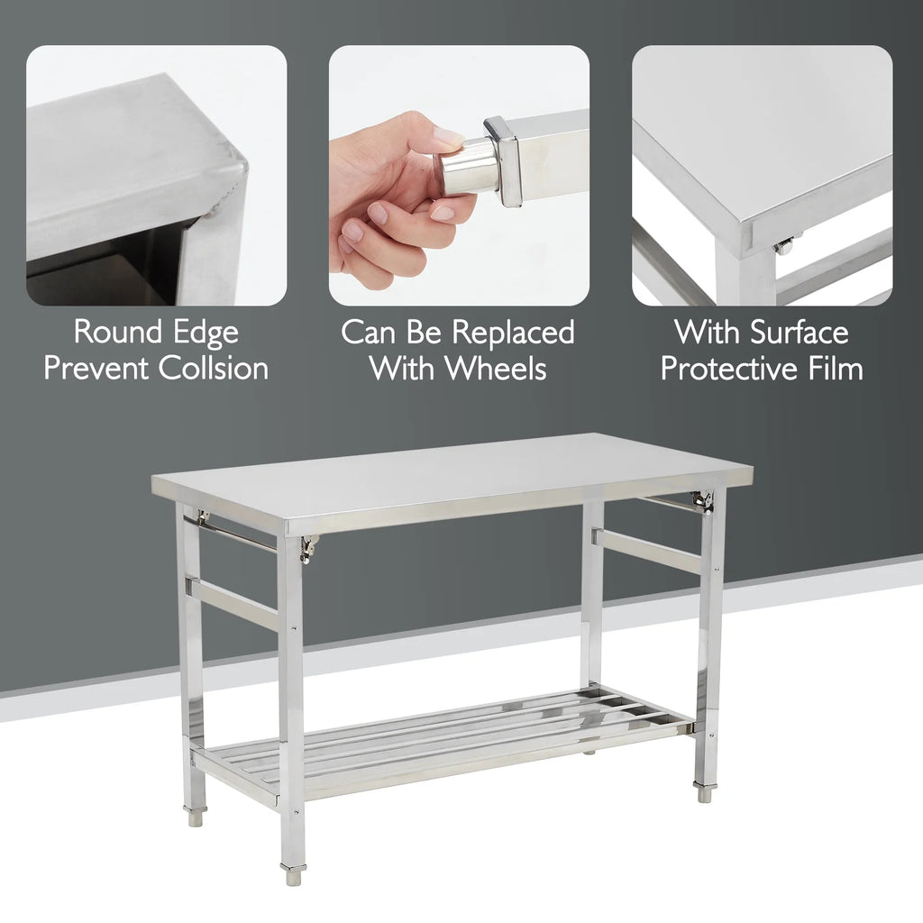 Stainless Steel Table 48x24 Inches with Adjustable Under Shelf M6283