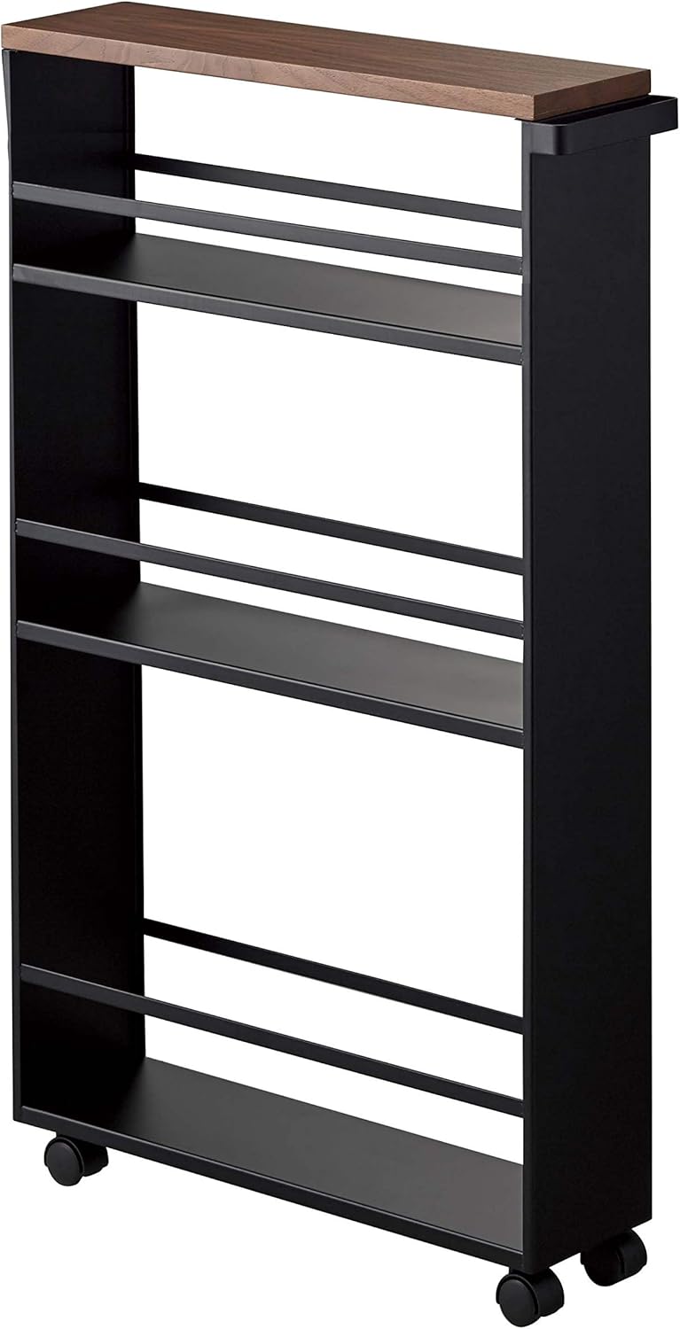 Black Slim Rolling Storage Cart With Handle S74048