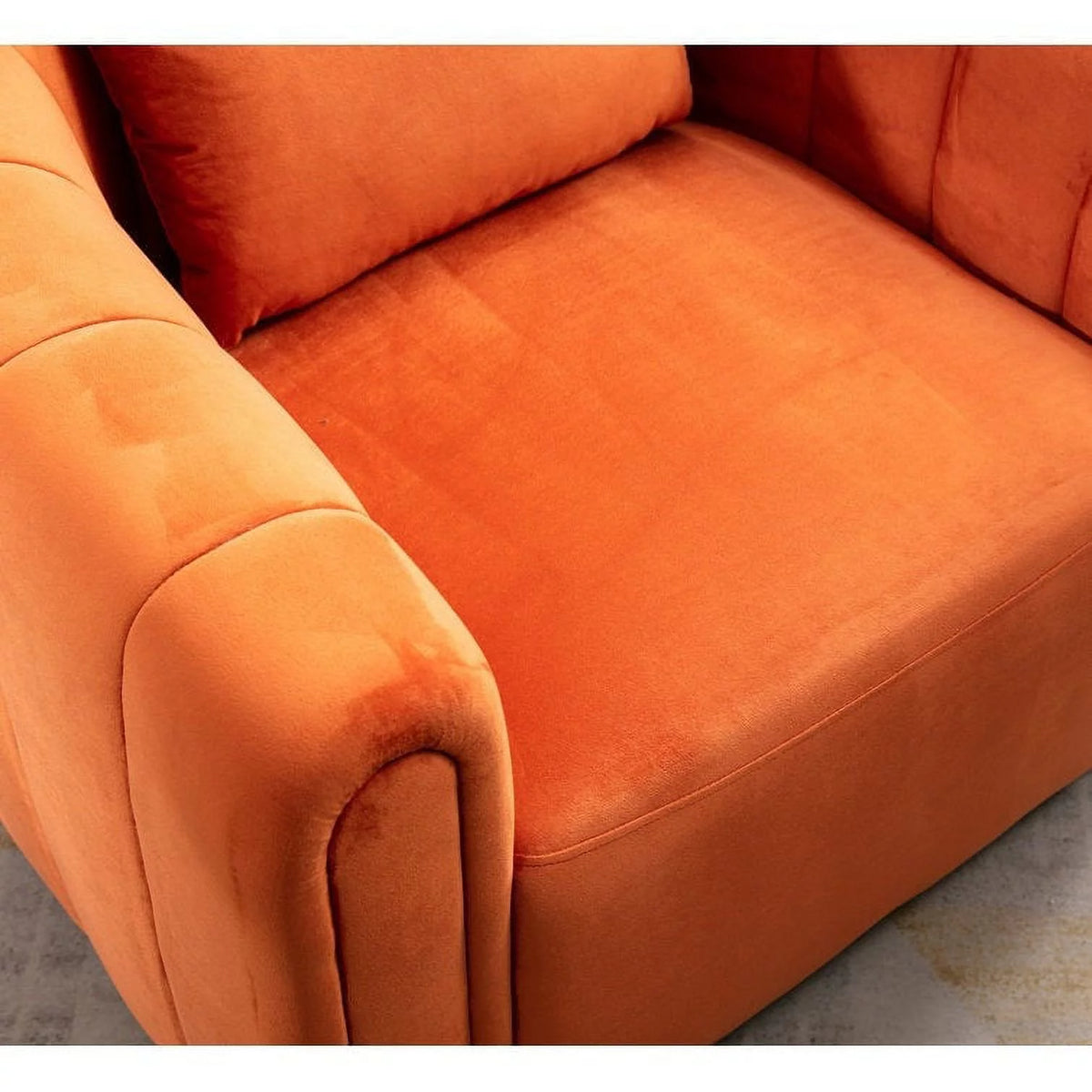 Beige Velvet Swivel Barrel Chair with Pillow H18089