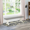 White Gray Wood Dining Bench M609775