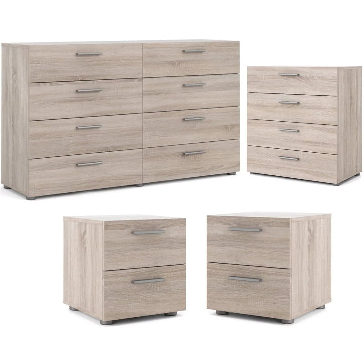 4 Piece Bedroom Set with 8 Drawer Dresser, 4 Drawer Chest, Two 2 Drawer Nightstands H568