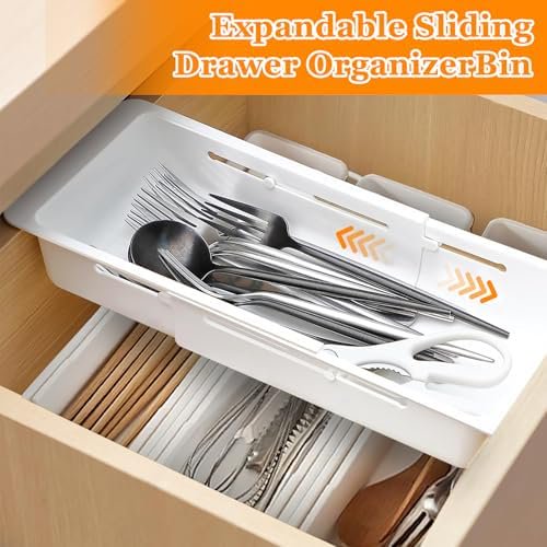 2 Pack White Hanging Drawer Organizer with Non-Hanging Sliding Storage Trays H535