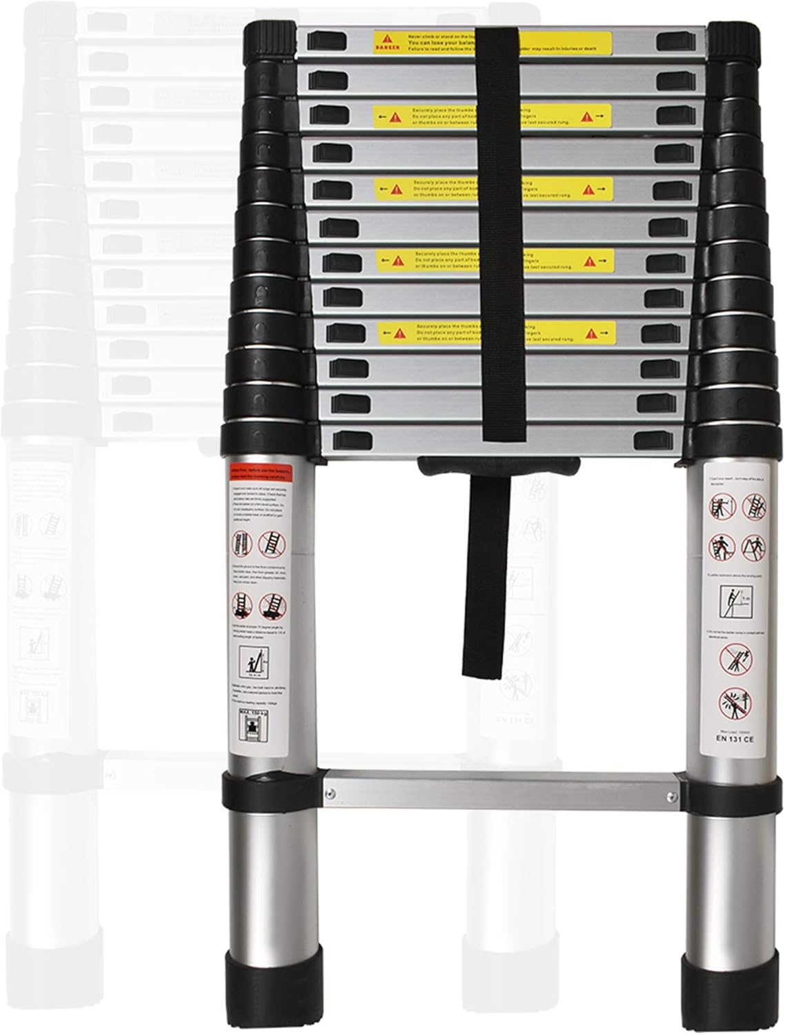Aluminum Telescopic Extension Ladder, 330 lbs Capacity, 14.5FT E463