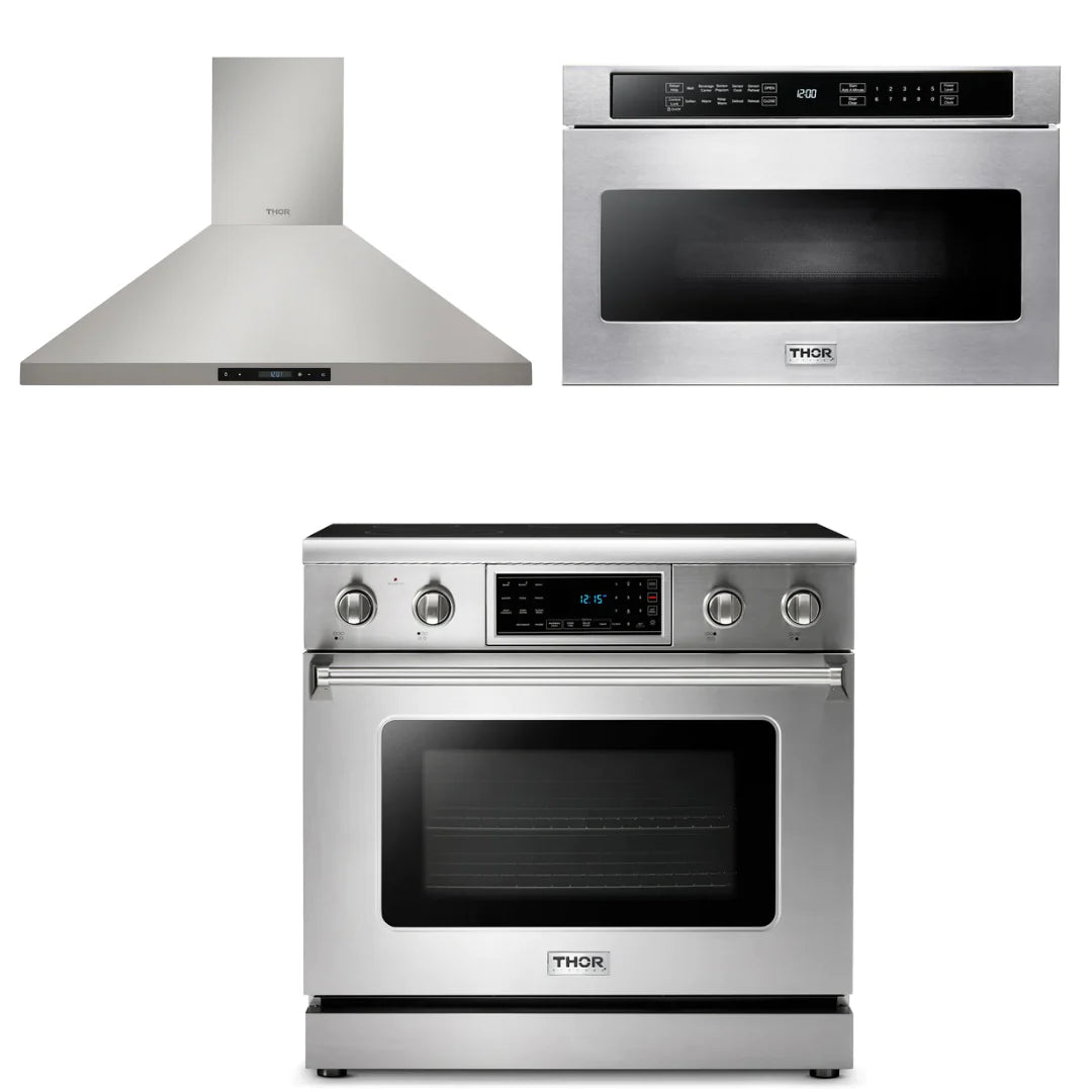 36 Electric Range, Range Hood, Microwave F958