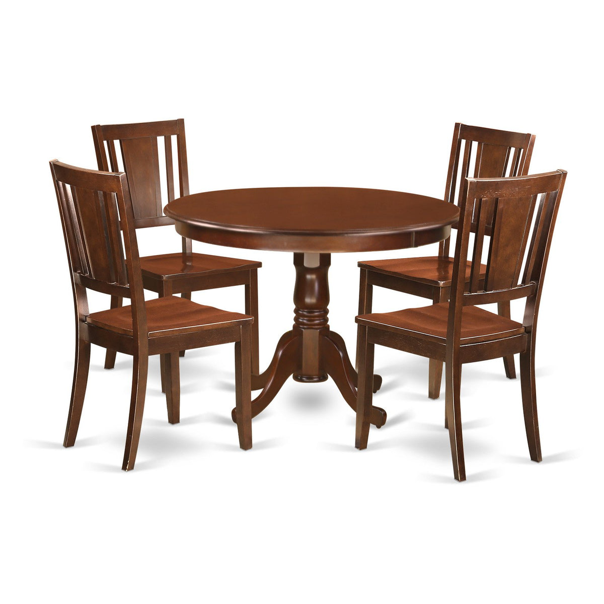 5 Piece Dining Set with Pedestal and 4 Kitchen Chairs O790