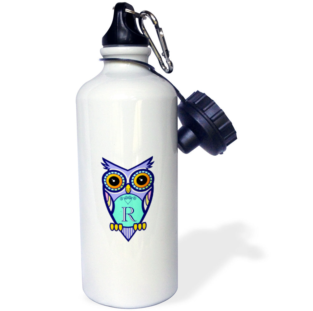 Turquoise Pink Lavender Owl Water Bottle, 21-ounce I373192