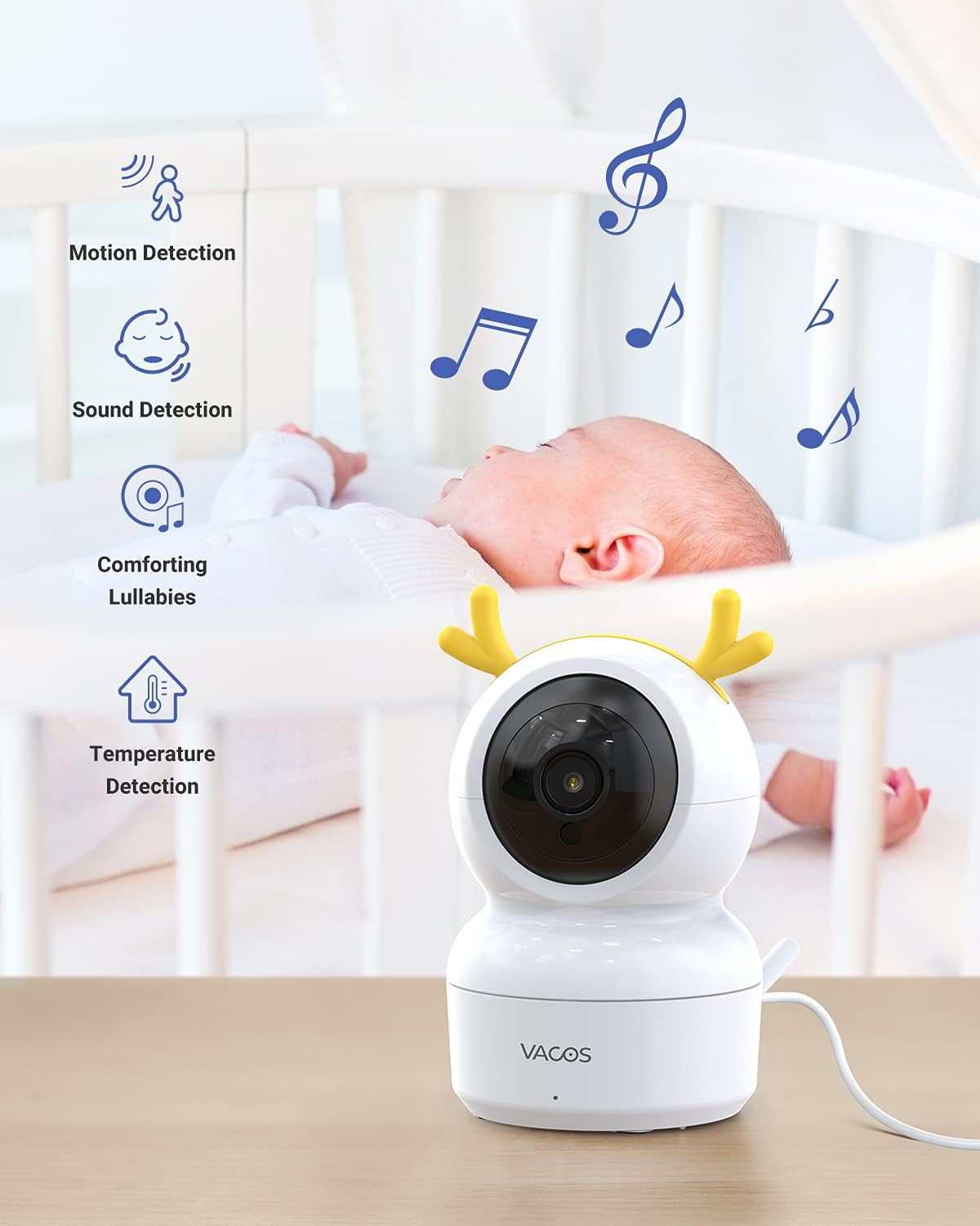 Video Baby Monitor with Camera and Audio, 720P 5 HD Display, Night Vision, 1000ft Range K73920