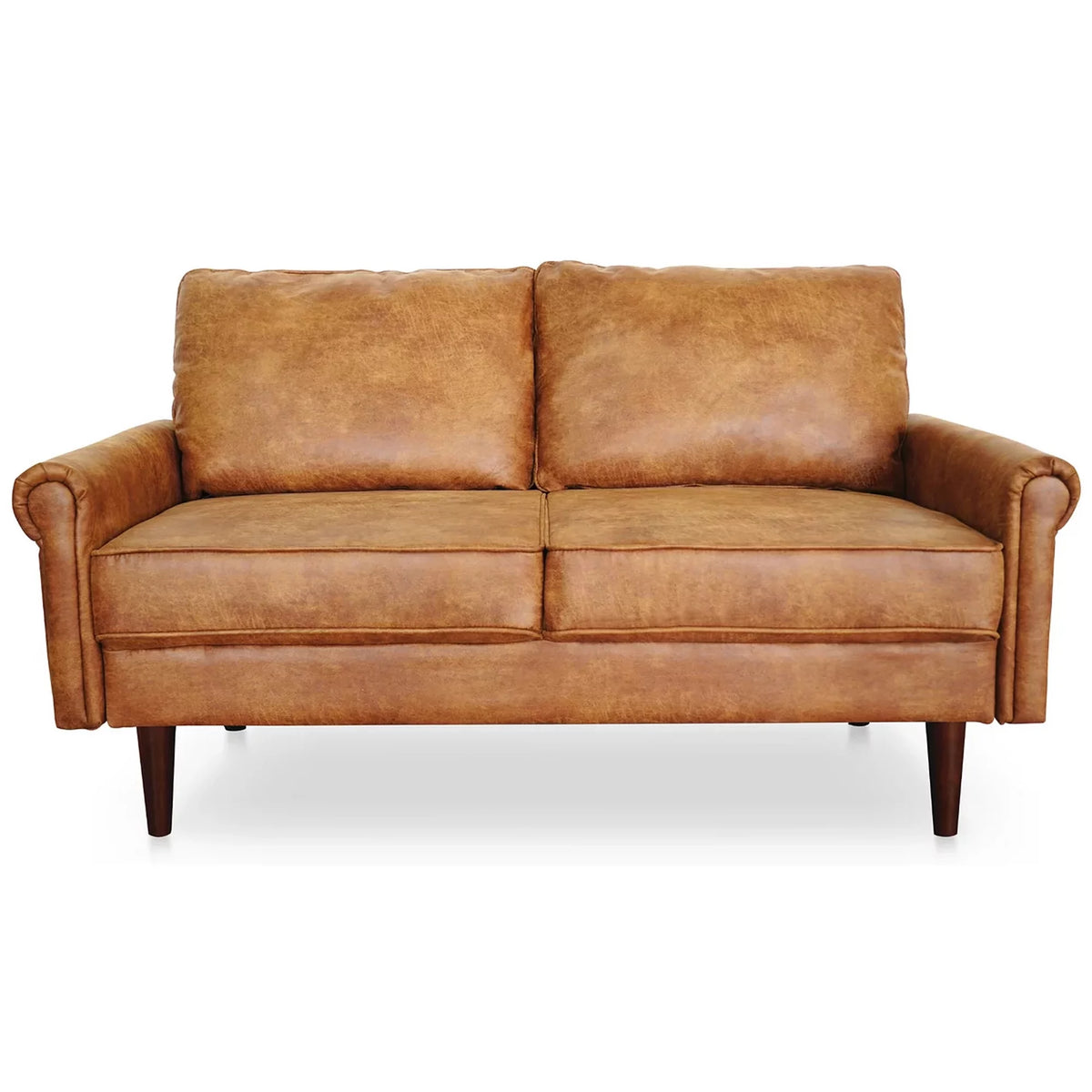 Faux Leather Camel Brown Loveseat Sofa P6477