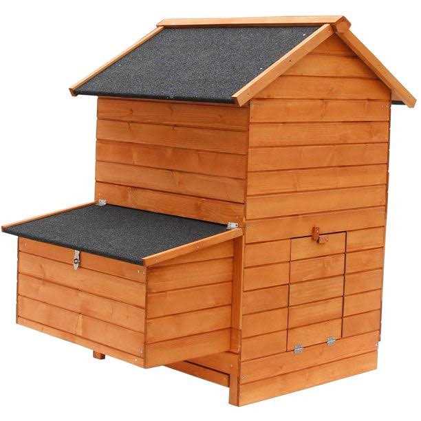 Wooden Chicken Coop with Nesting Box and Removable Tray H52529