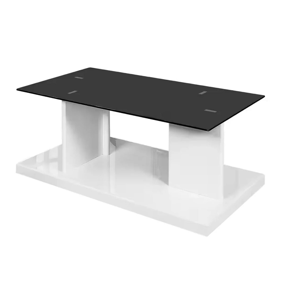 47 Inch White Wood Glass Top Coffee Table G776