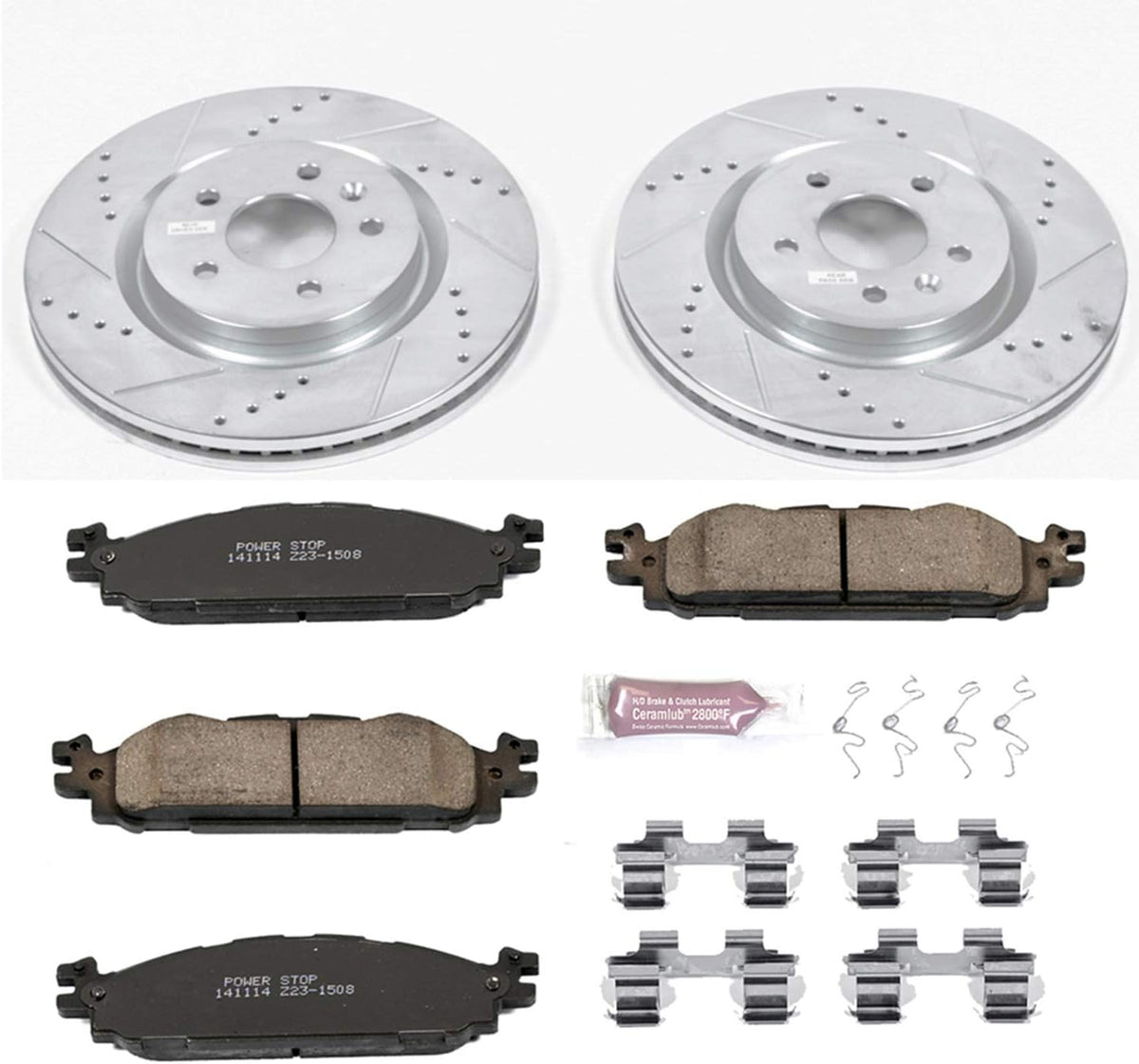 Carbon Fiber Brake Pads with Drilled & Slotted Brake Rotors Kit M155