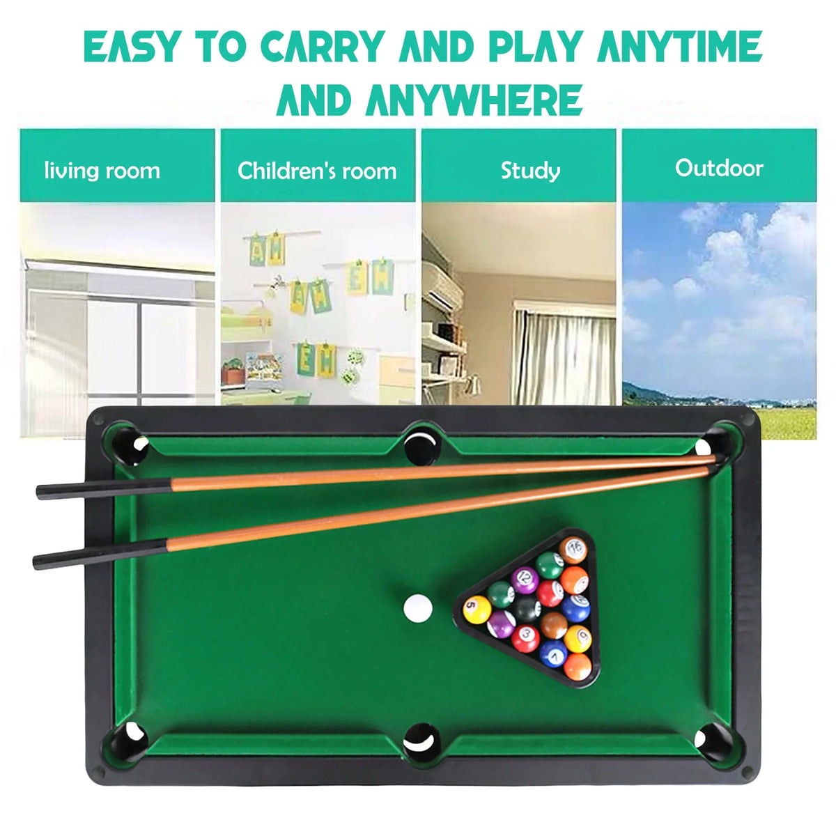 Mini Tabletop Pool Set Billiards Game Z53728