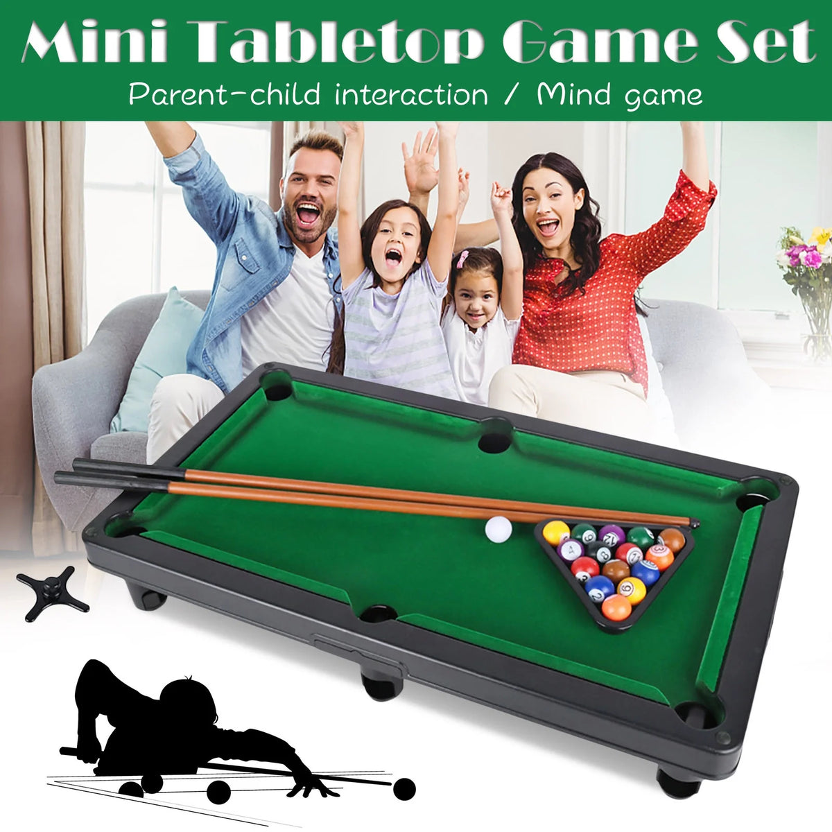 Mini Tabletop Pool Set Billiards Game Z53728
