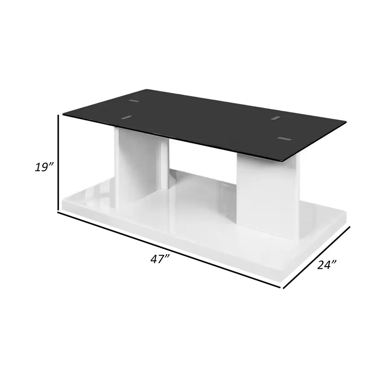 47 Inch White Wood Glass Top Coffee Table G776