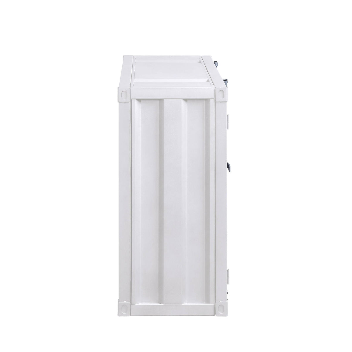 White 2 Door Metal Server with 2 Open Shelves V6114