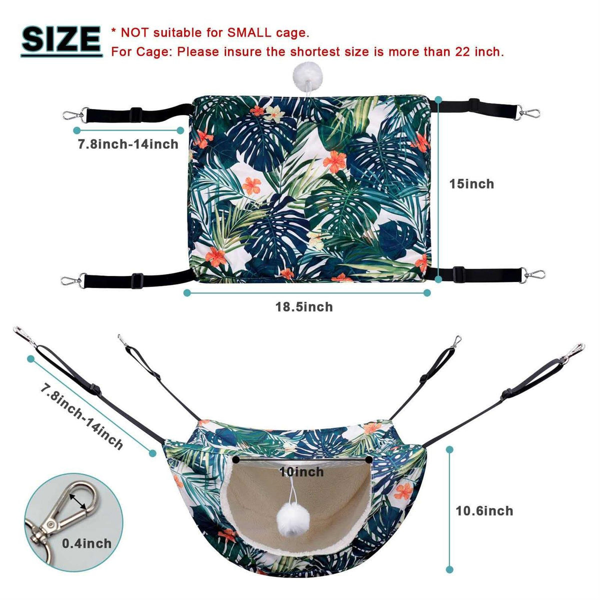 Cat Cage Hammock Double Layer Plush Hanging Pet Bed P25527