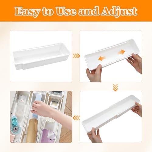 2 Pack White Hanging Drawer Organizer with Non-Hanging Sliding Storage Trays H535