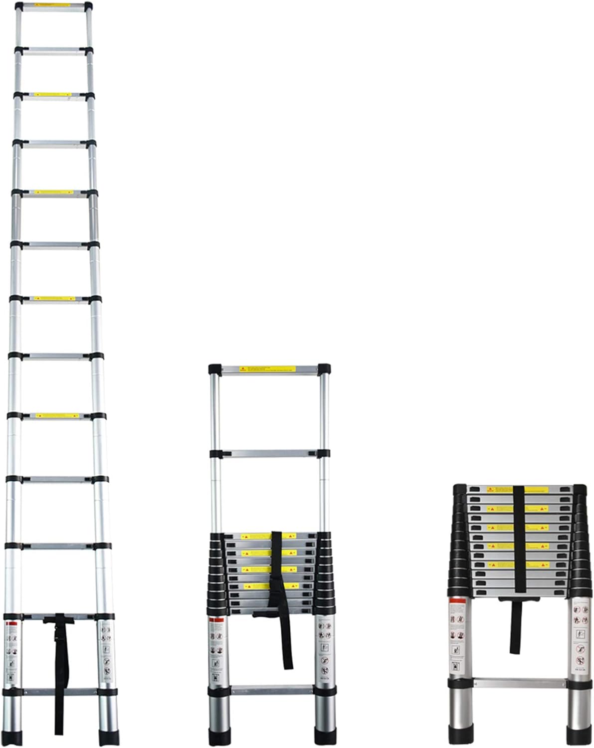 Aluminum Telescopic Extension Ladder, 330 lbs Capacity, 14.5FT E463