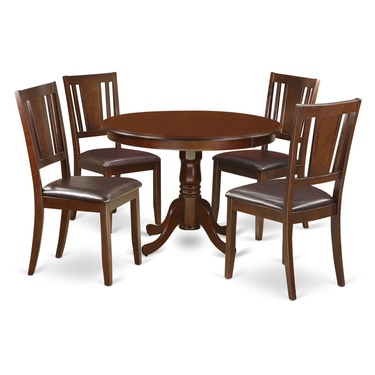 5 Piece Dining Set with Pedestal and 4 Kitchen Chairs O790