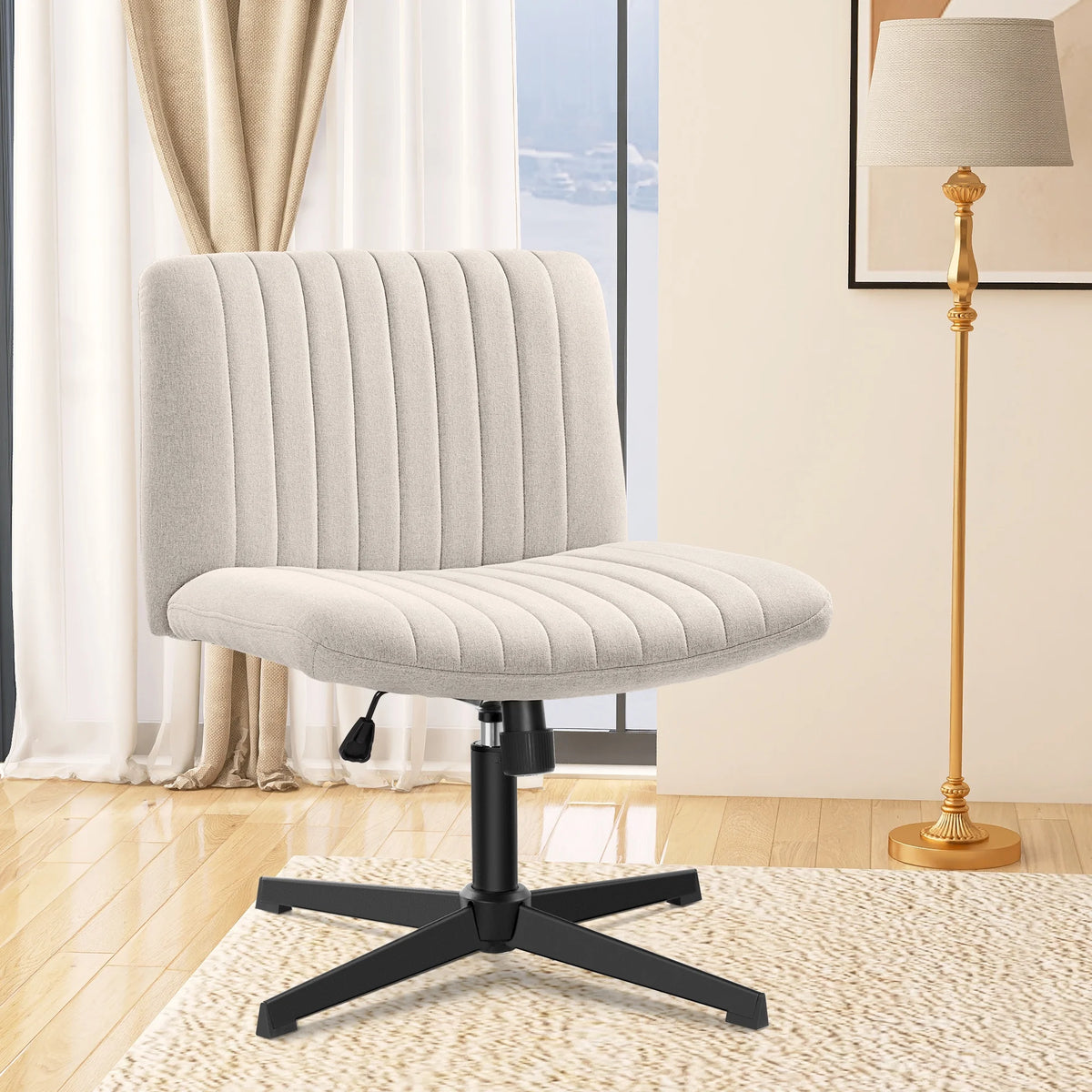 Armless Ergonomic Swivel Desk Chair with Wide Seat A731745