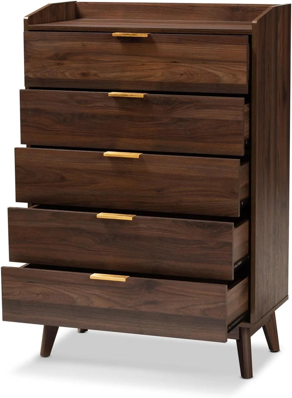 Walnut Brown 5-Drawer Wood Chest L48182