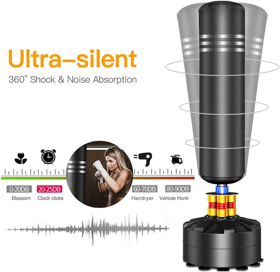 Black 69" Freestanding Punching Bag with Suction Cup Stand M5743