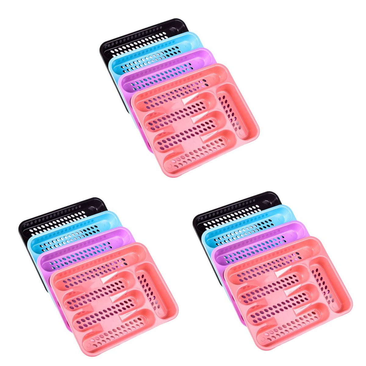 3 Count Kitchen Drawer Storage Tray with Lids Cutlery Organiser G5949