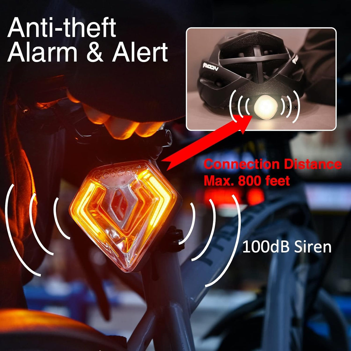 Smart Bike Tail Light with Theft Alarm and Turn Signals I83900