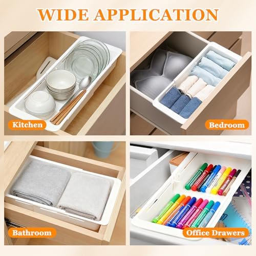 2 Pack White Hanging Drawer Organizer with Non-Hanging Sliding Storage Trays H535