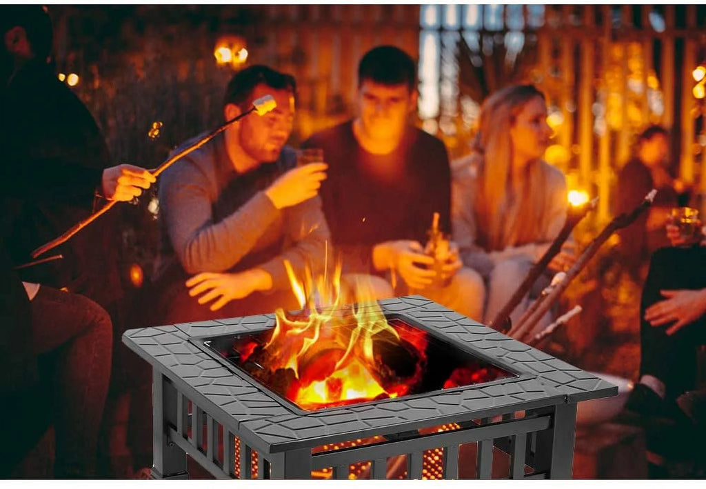 Steel 32'' Square Wood Burning Fire Pit E838