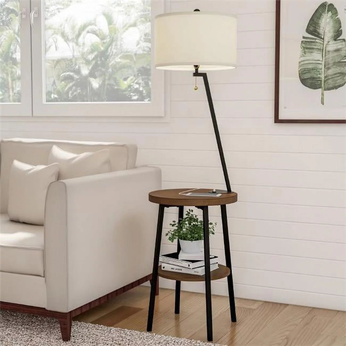 Mid Century Modern Side Table with Drum Shaped Shade K24690