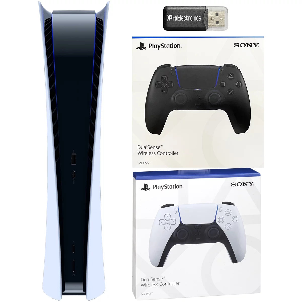 Playstation 5 Digital Version with Wireless Controller and USB Adapter Bundle Y868