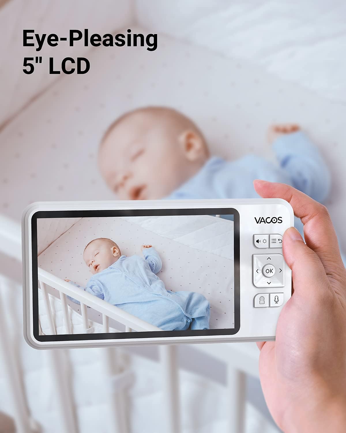 Video Baby Monitor with Camera and Audio, 720P 5 HD Display, Night Vision, 1000ft Range K73920