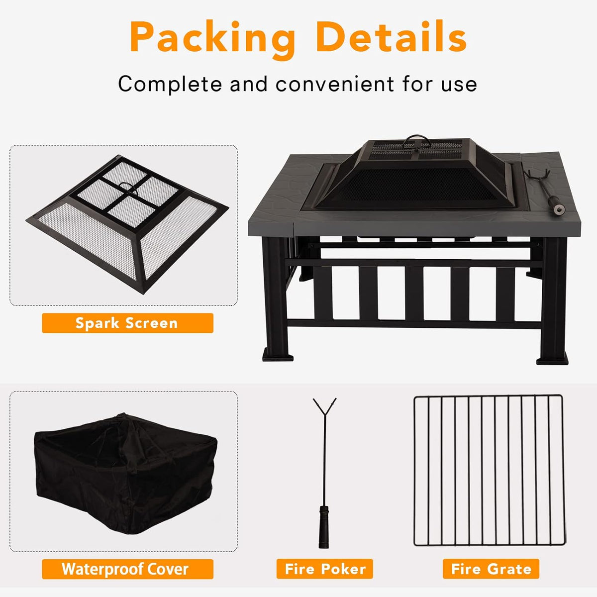 34 Square Metal Fire Pit Table L9175