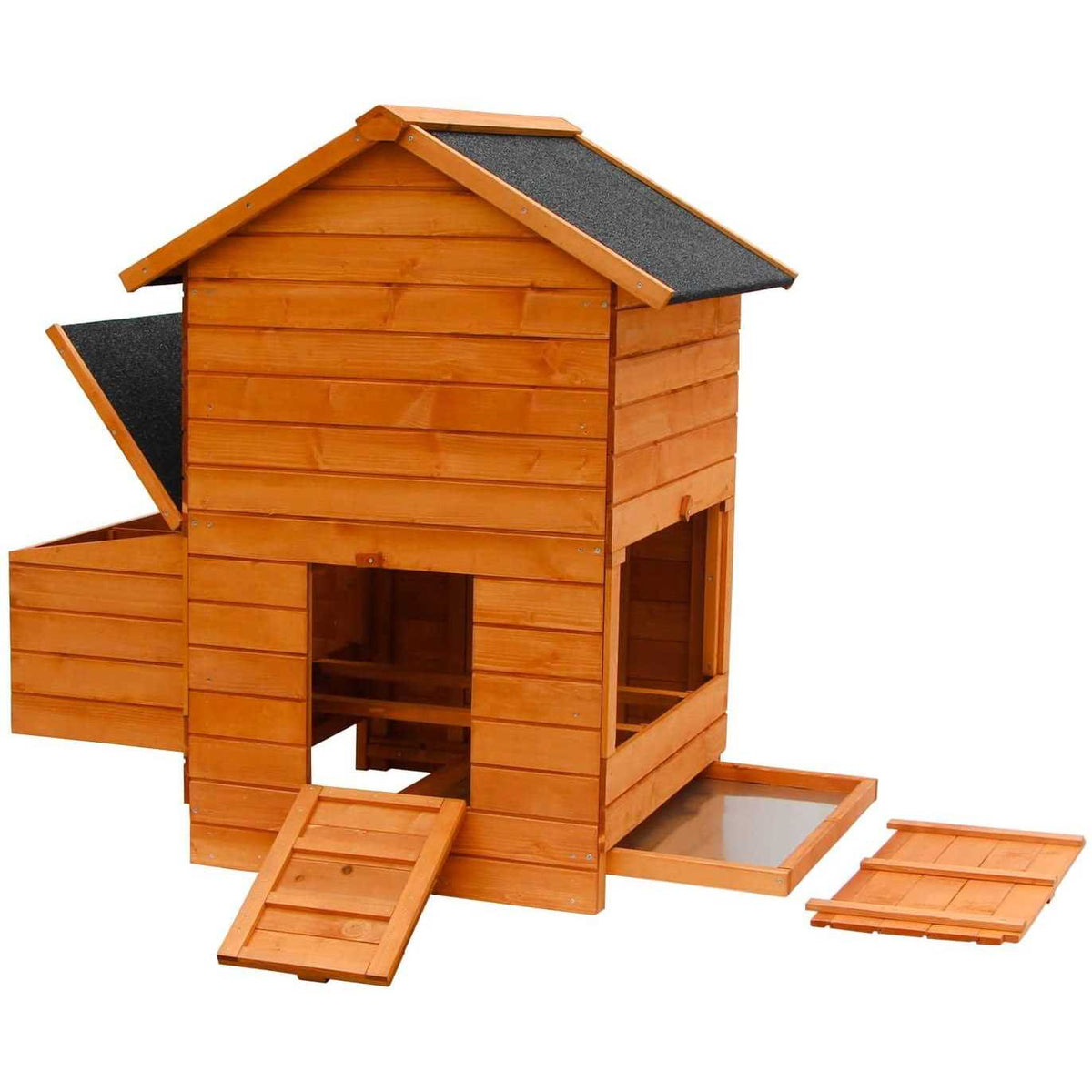 Wooden Chicken Coop with Nesting Box and Removable Tray H52529