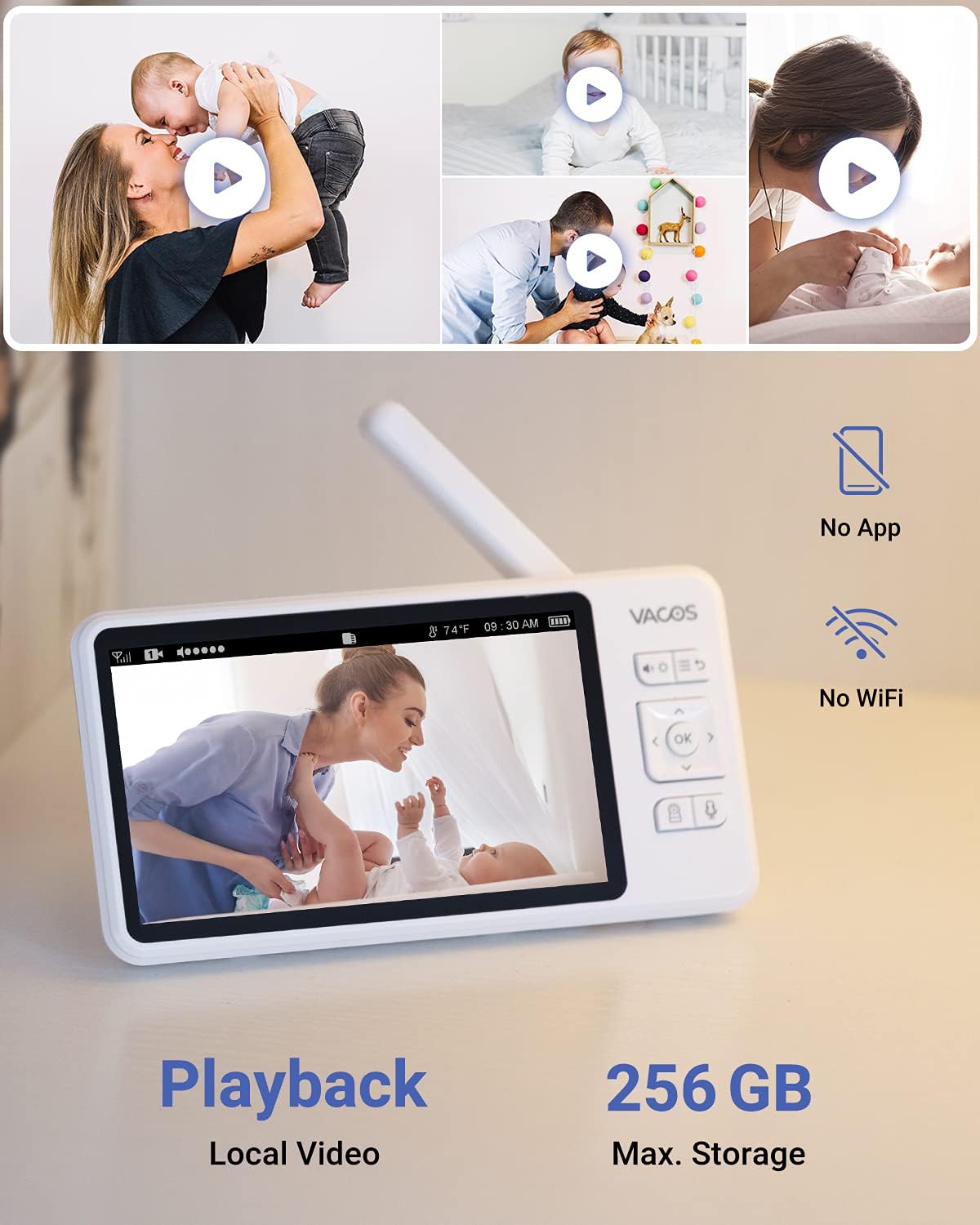 Video Baby Monitor with Camera and Audio, 720P 5 HD Display, Night Vision, 1000ft Range K73920