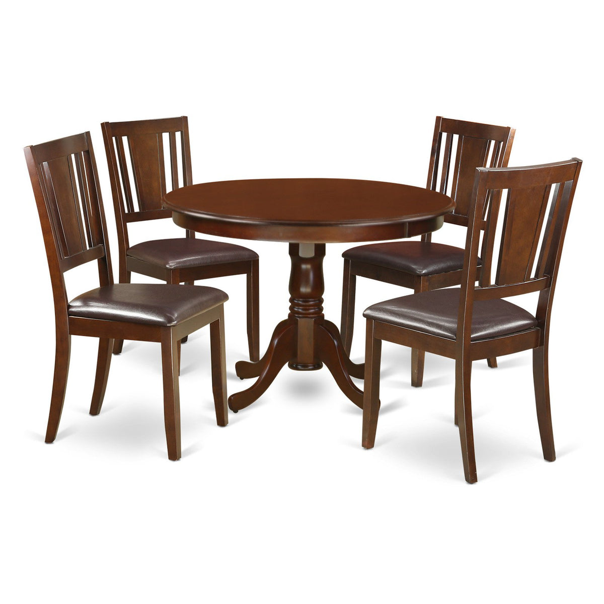 5 Piece Dining Set with Pedestal and 4 Kitchen Chairs O790