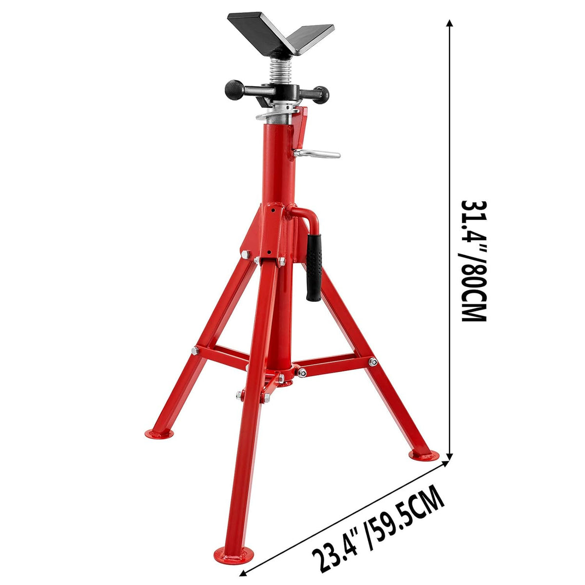 V Head Pipe Stand, Adjustable Height 28"-52", 2500 lb. Load Capacity, Carbon Steel L5088