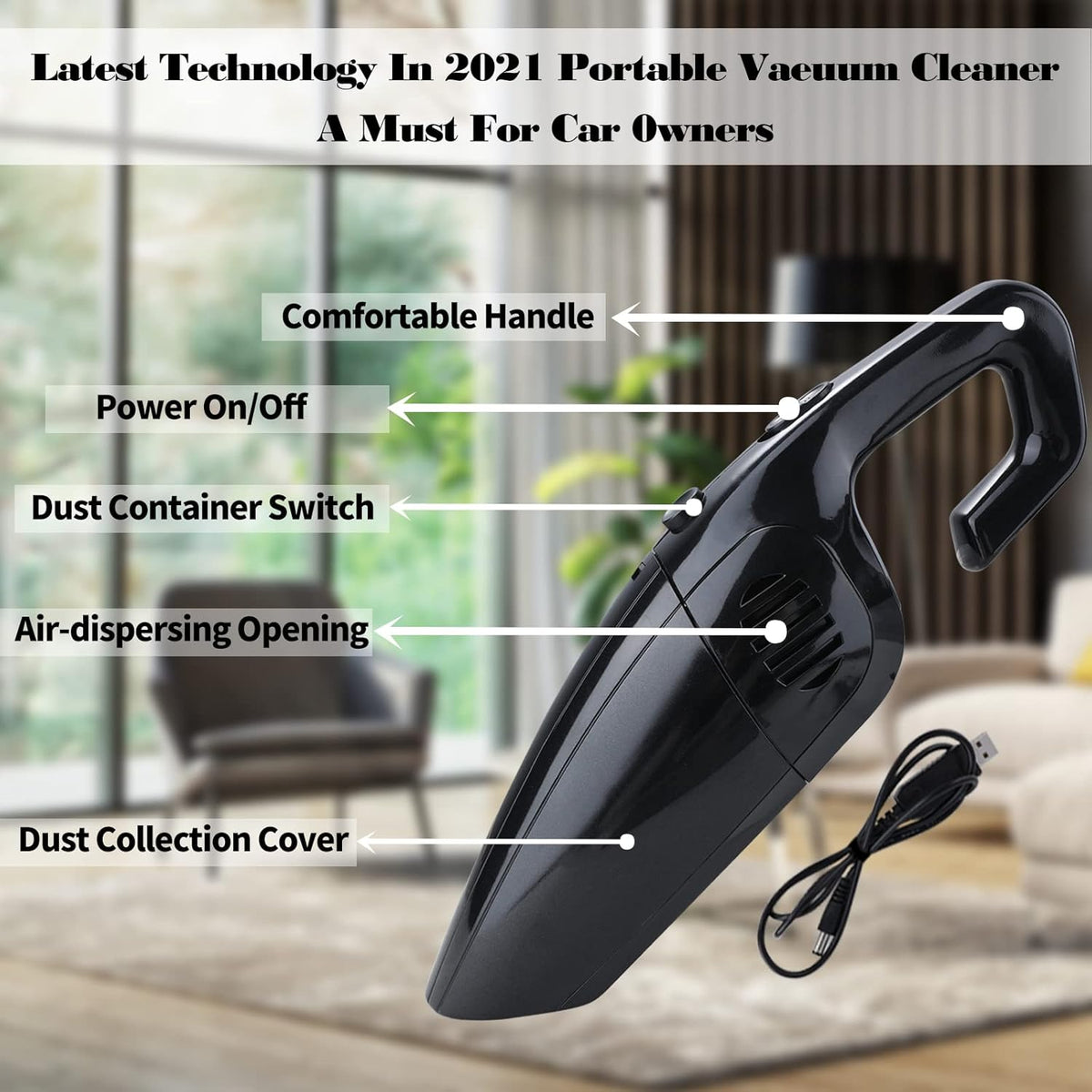 Handheld Cordless Rechargeable Car Vacuum Cleaner, 7000PA Wet Dry Mini Dust Buster, Lithium-ion, Pack of 2 Y979766