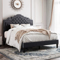 King Size Dark Grey Upholstered Platform Bed Frame R543372