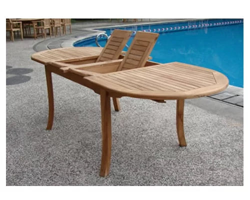 11 Pc Teak Dining Set with 117" Oval Table and 10 Stacking Arm Chairs D568720