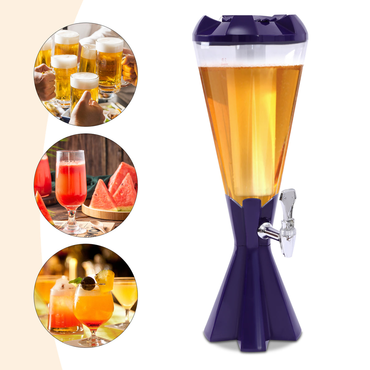 Beer Tower Beverage Cold Drink Dispenser 21.7in Tall E265